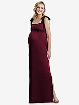 Front View Thumbnail - Cabernet Flat Tie-Shoulder Empire Waist Maternity Dress