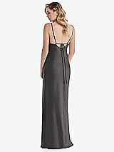 Rear View Thumbnail - Caviar Gray Cowl-Neck Tie-Strap Maternity Slip Dress