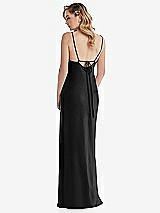 Rear View Thumbnail - Black Cowl-Neck Tie-Strap Maternity Slip Dress