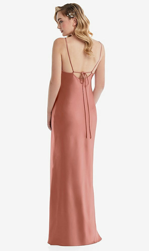 Back View - Desert Rose Cowl-Neck Tie-Strap Maternity Slip Dress