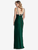 Rear View Thumbnail - Hunter Green Cowl-Neck Tie-Strap Maternity Slip Dress