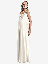 Side View Thumbnail - Ivory Cowl-Neck Tie-Strap Maternity Slip Dress