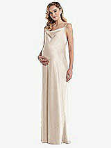 Front View Thumbnail - Oat Cowl-Neck Tie-Strap Maternity Slip Dress