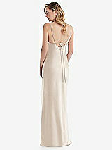 Rear View Thumbnail - Oat Cowl-Neck Tie-Strap Maternity Slip Dress