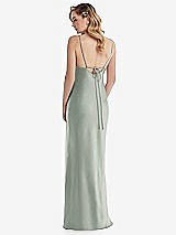 Rear View Thumbnail - Willow Green Cowl-Neck Tie-Strap Maternity Slip Dress