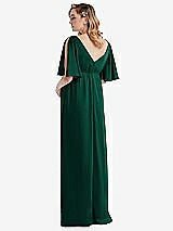 Rear View Thumbnail - Hunter Green Flutter Bell Sleeve Empire Maternity Dress