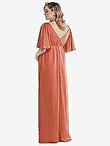 Rear View Thumbnail - Terracotta Copper Flutter Bell Sleeve Empire Maternity Dress