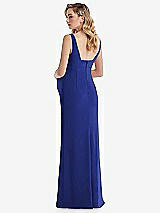 Rear View Thumbnail - Cobalt Blue Wide Strap Square Neck Maternity Trumpet Gown