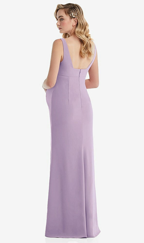 Back View - Pale Purple Wide Strap Square Neck Maternity Trumpet Gown