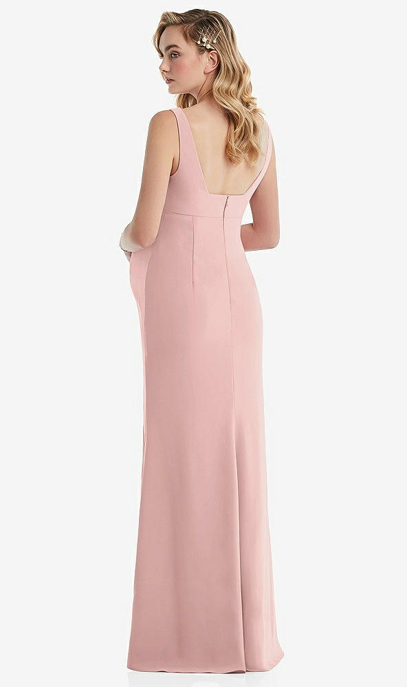 Back View - Rose - PANTONE Rose Quartz Wide Strap Square Neck Maternity Trumpet Gown