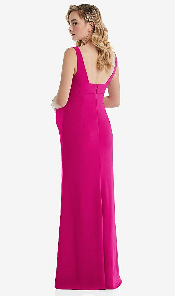 Back View - Think Pink Wide Strap Square Neck Maternity Trumpet Gown