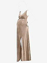 Side View Thumbnail - Topaz V-Neck Closed-Back Velvet Maternity Dress with Pockets