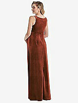 Rear View Thumbnail - Auburn Moon V-Neck Closed-Back Velvet Maternity Dress with Pockets