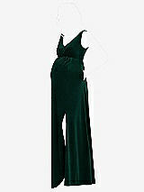 Side View Thumbnail - Evergreen V-Neck Closed-Back Velvet Maternity Dress with Pockets