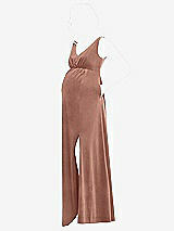 Side View Thumbnail - Tawny Rose V-Neck Closed-Back Velvet Maternity Dress with Pockets