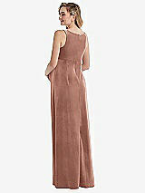 Rear View Thumbnail - Tawny Rose V-Neck Closed-Back Velvet Maternity Dress with Pockets