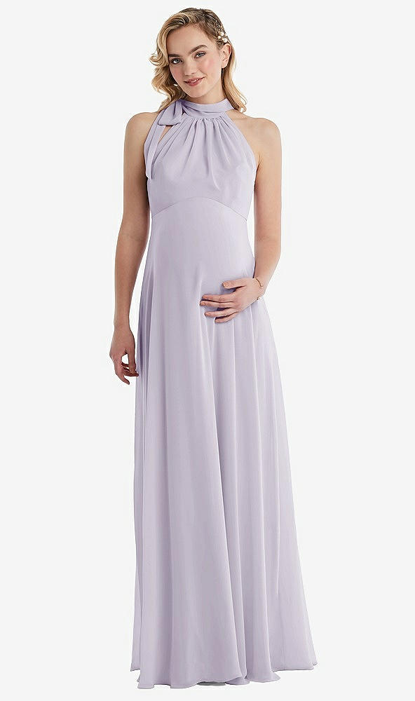 Front View - Moondance Scarf Tie High Neck Halter Chiffon Maternity Dress