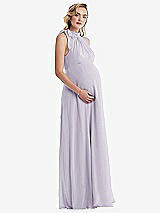 Side View Thumbnail - Moondance Scarf Tie High Neck Halter Chiffon Maternity Dress