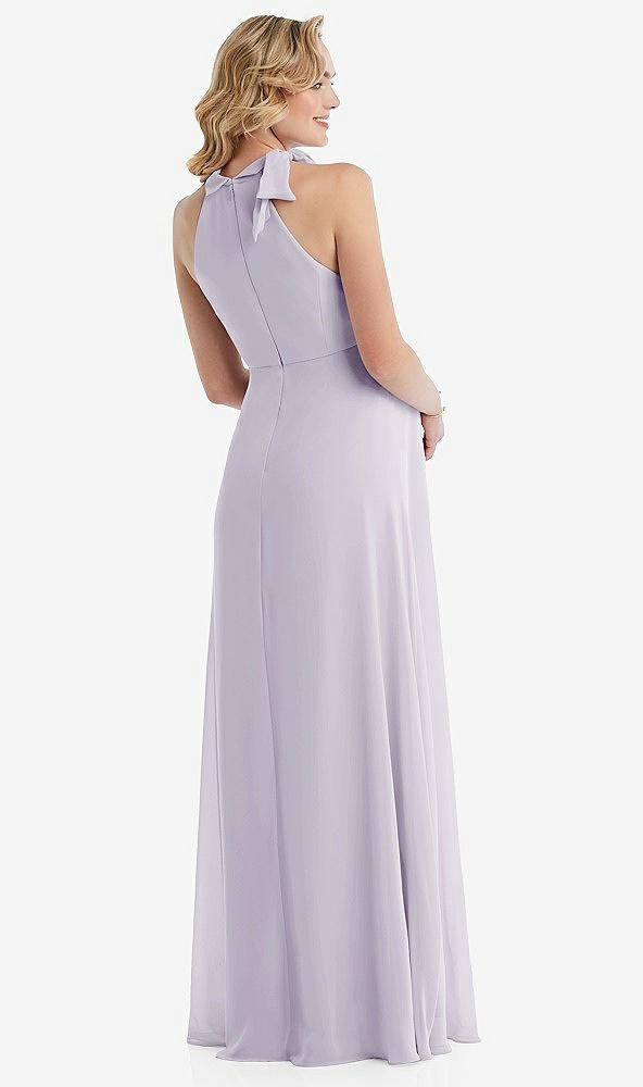 Back View - Moondance Scarf Tie High Neck Halter Chiffon Maternity Dress