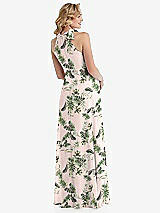 Rear View Thumbnail - Palm Beach Print Scarf Tie High Neck Halter Chiffon Maternity Dress