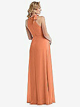 Rear View Thumbnail - Sweet Melon Scarf Tie High Neck Halter Chiffon Maternity Dress