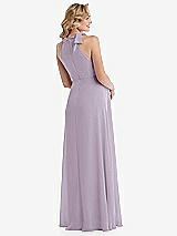 Rear View Thumbnail - Lilac Haze Scarf Tie High Neck Halter Chiffon Maternity Dress