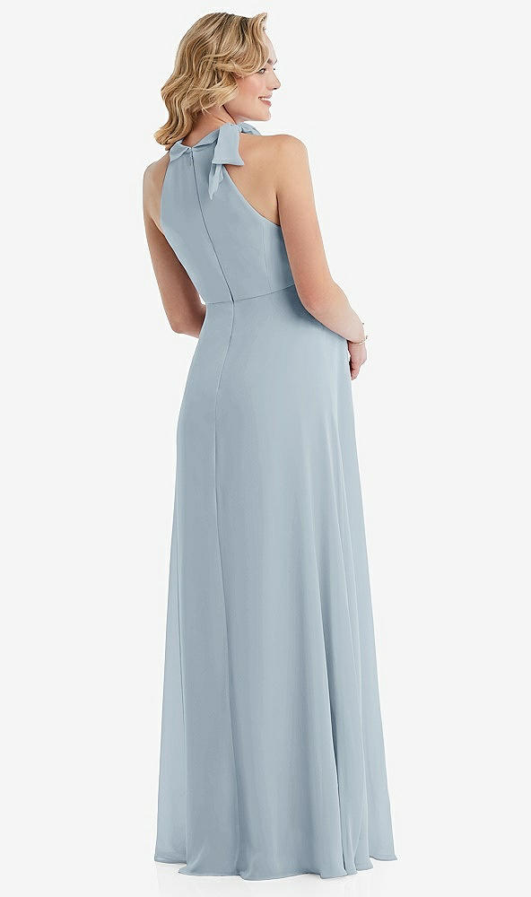 Back View - Mist Scarf Tie High Neck Halter Chiffon Maternity Dress