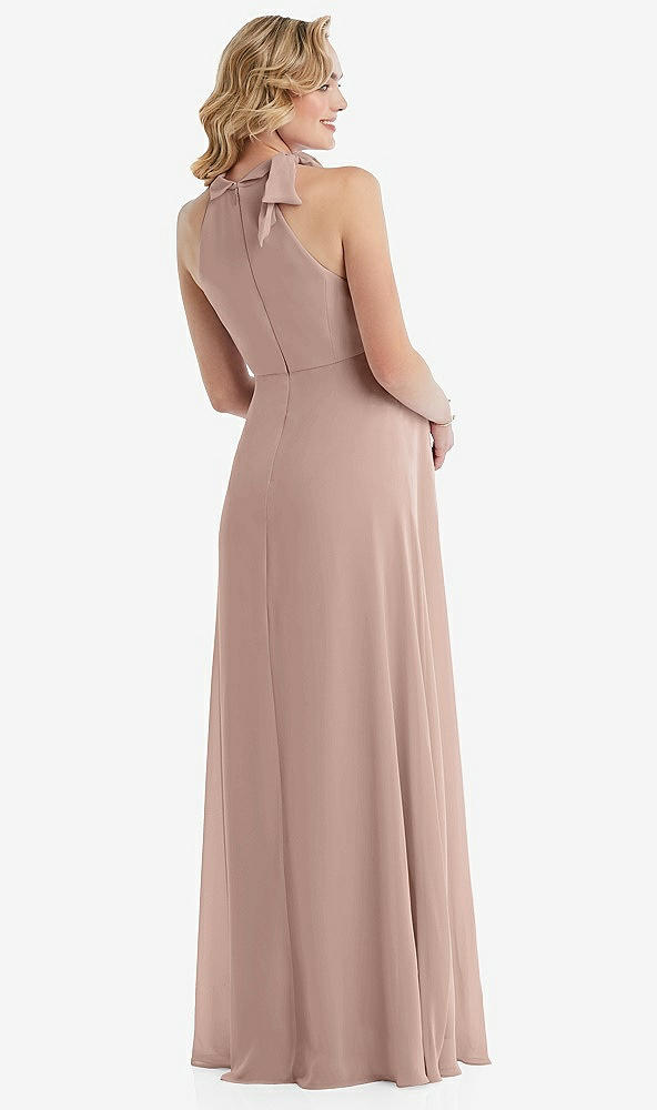 Back View - Neu Nude Scarf Tie High Neck Halter Chiffon Maternity Dress