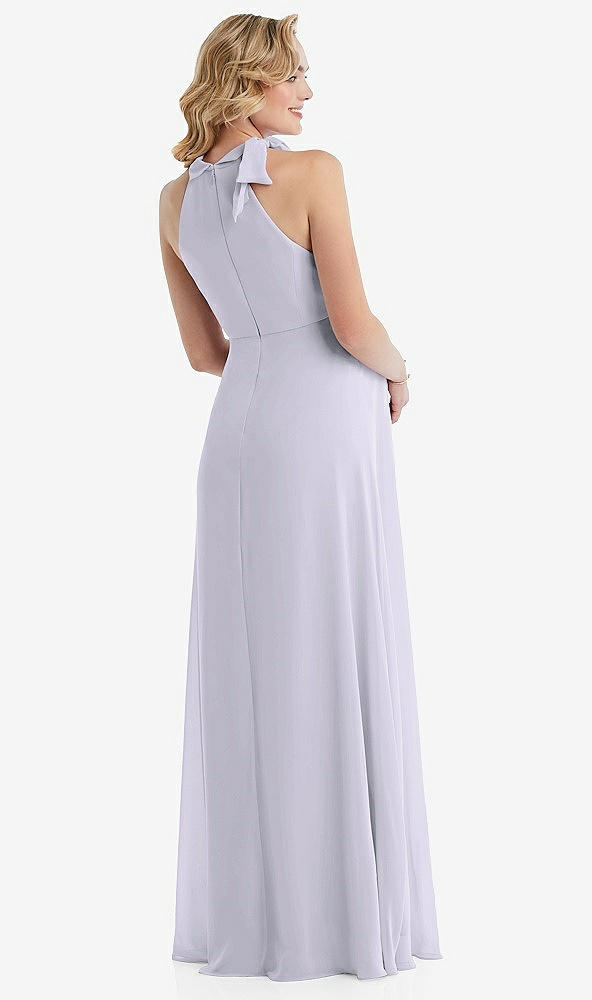 Back View - Silver Dove Scarf Tie High Neck Halter Chiffon Maternity Dress