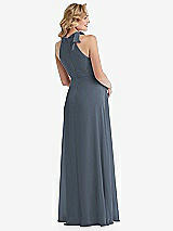 Rear View Thumbnail - Silverstone Scarf Tie High Neck Halter Chiffon Maternity Dress