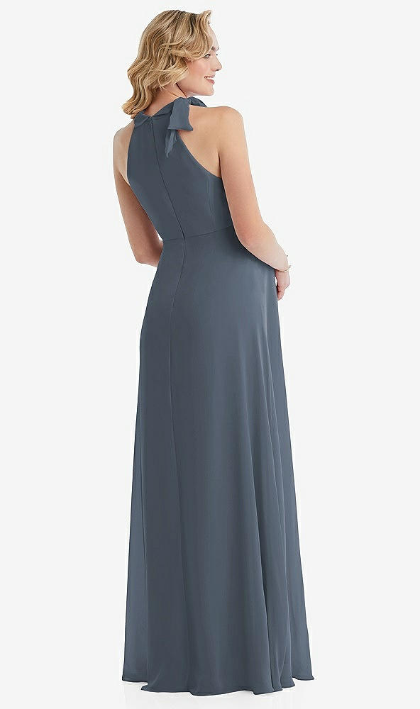 Back View - Silverstone Scarf Tie High Neck Halter Chiffon Maternity Dress