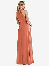 Rear View Thumbnail - Terracotta Copper Scarf Tie High Neck Halter Chiffon Maternity Dress