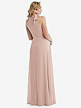 Rear View Thumbnail - Toasted Sugar Scarf Tie High Neck Halter Chiffon Maternity Dress