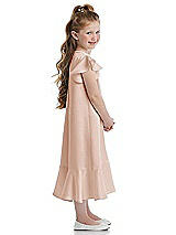 Side View Thumbnail - Cameo Flutter Sleeve Ruffle-Hem Satin Flower Girl Dress