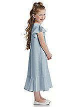 Side View Thumbnail - Mist Flutter Sleeve Ruffle-Hem Satin Flower Girl Dress