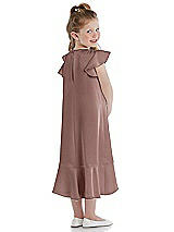 Rear View Thumbnail - Sienna Flutter Sleeve Ruffle-Hem Satin Flower Girl Dress