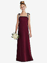 Front View Thumbnail - Cabernet Tie Shoulder Empire Waist Junior Bridesmaid Dress