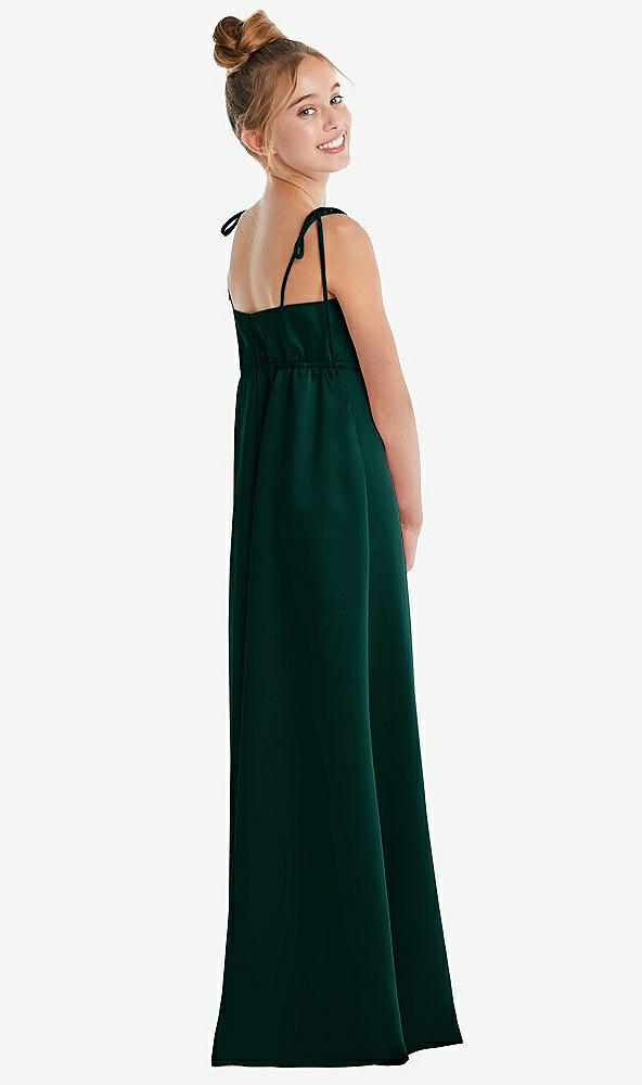 Back View - Evergreen Tie Shoulder Empire Waist Junior Bridesmaid Dress