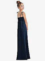 Rear View Thumbnail - Midnight Navy Tie Shoulder Empire Waist Junior Bridesmaid Dress