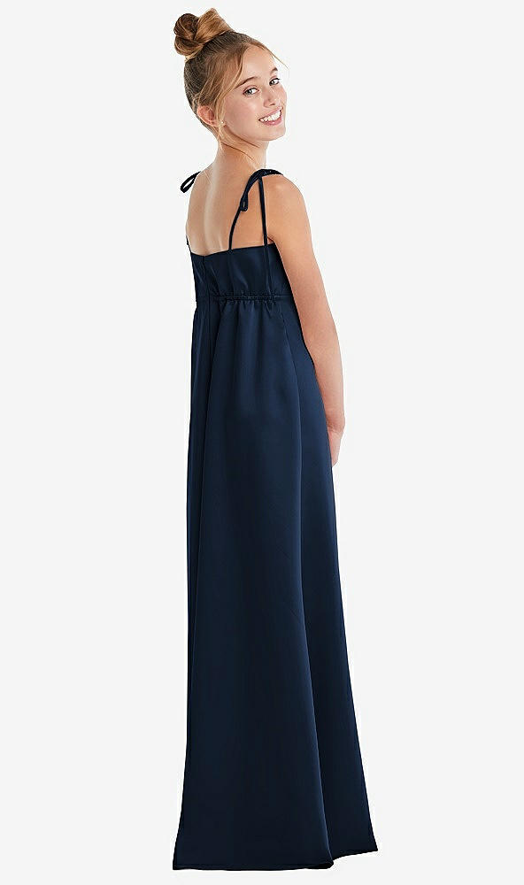 Back View - Midnight Navy Tie Shoulder Empire Waist Junior Bridesmaid Dress