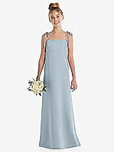 Front View Thumbnail - Mist Tie Shoulder Empire Waist Junior Bridesmaid Dress