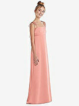 Side View Thumbnail - Rose - PANTONE Rose Quartz Tie Shoulder Empire Waist Junior Bridesmaid Dress