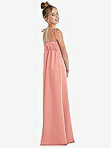 Rear View Thumbnail - Rose - PANTONE Rose Quartz Tie Shoulder Empire Waist Junior Bridesmaid Dress