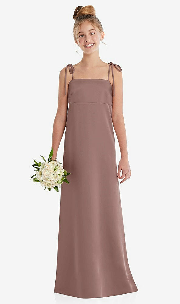 Front View - Sienna Tie Shoulder Empire Waist Junior Bridesmaid Dress