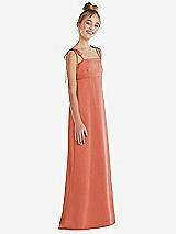 Side View Thumbnail - Terracotta Copper Tie Shoulder Empire Waist Junior Bridesmaid Dress