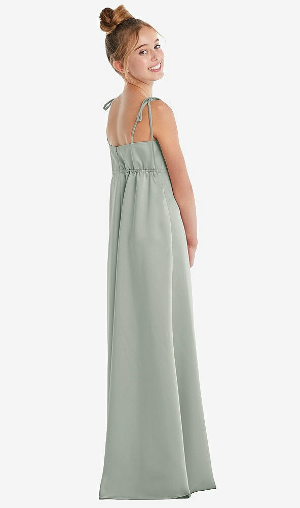 Back View - Willow Green Tie Shoulder Empire Waist Junior Bridesmaid Dress