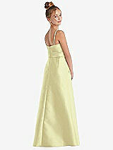 Rear View Thumbnail - Butter Yellow Spaghetti Strap Satin Junior Bridesmaid Dress with Mini Sash