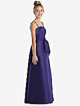 Side View Thumbnail - Grape Spaghetti Strap Satin Junior Bridesmaid Dress with Mini Sash