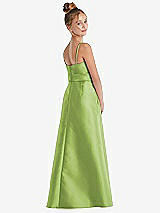 Rear View Thumbnail - Mojito Spaghetti Strap Satin Junior Bridesmaid Dress with Mini Sash