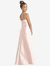 Rear View Thumbnail - Blush Spaghetti Strap Satin Junior Bridesmaid Dress with Mini Sash